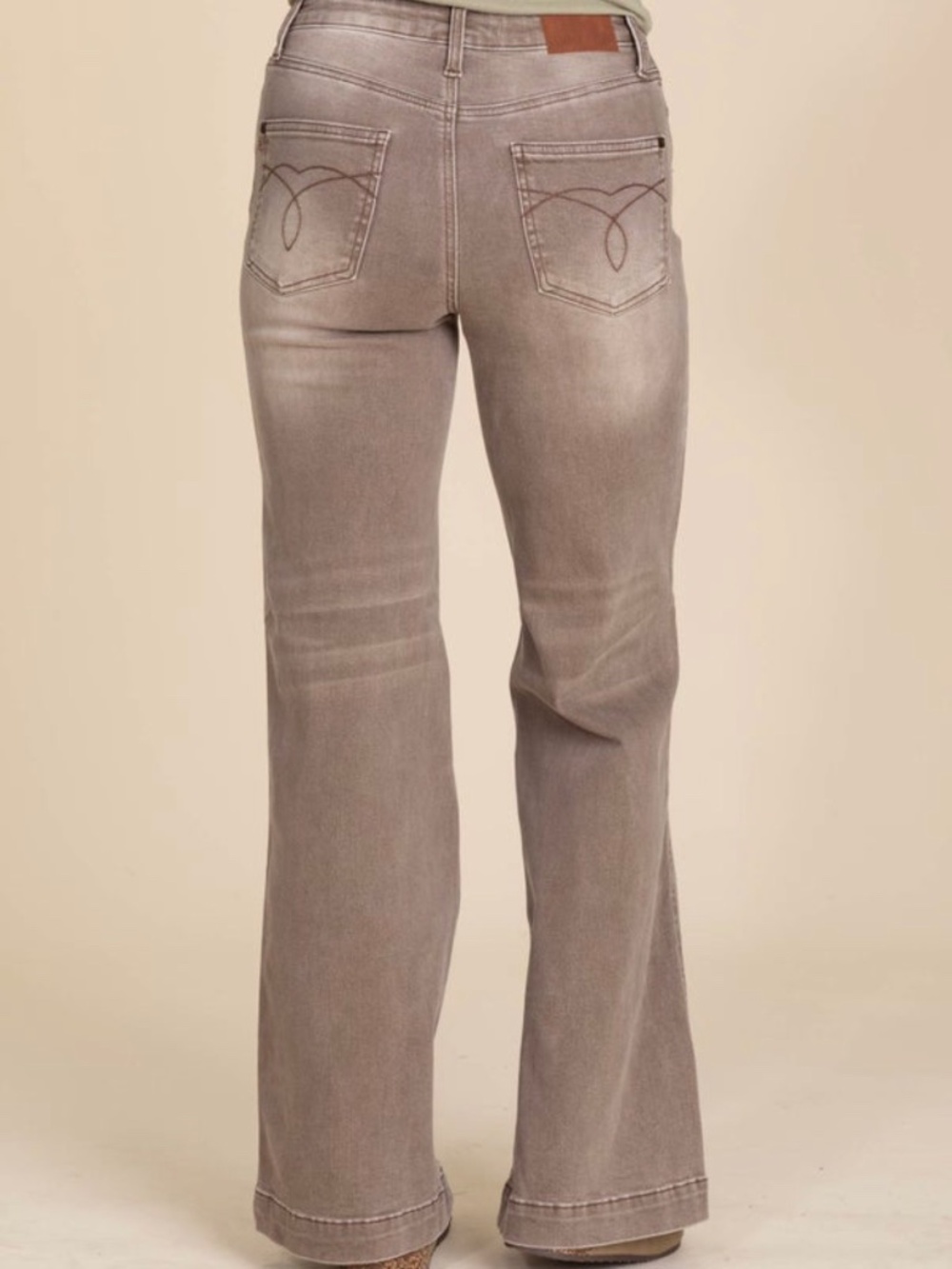 Judy Blue Mocha Dyed Wide Leg Criss Cross Jeans - Size 14W - Picture 3 of 5